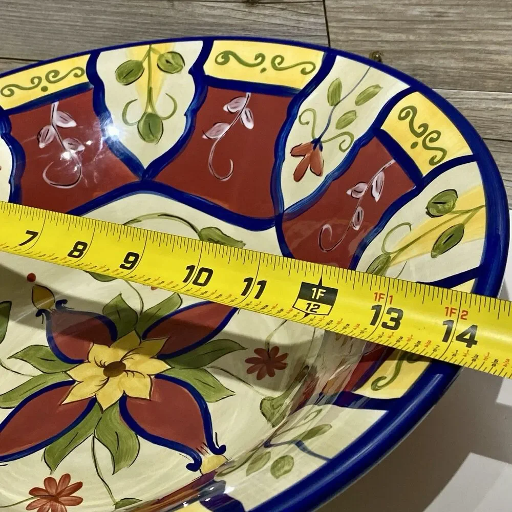 PIER 1 Vallarta Large Pasta Serving Bowl 14.25” Hand Painted Boho Mexican Floral